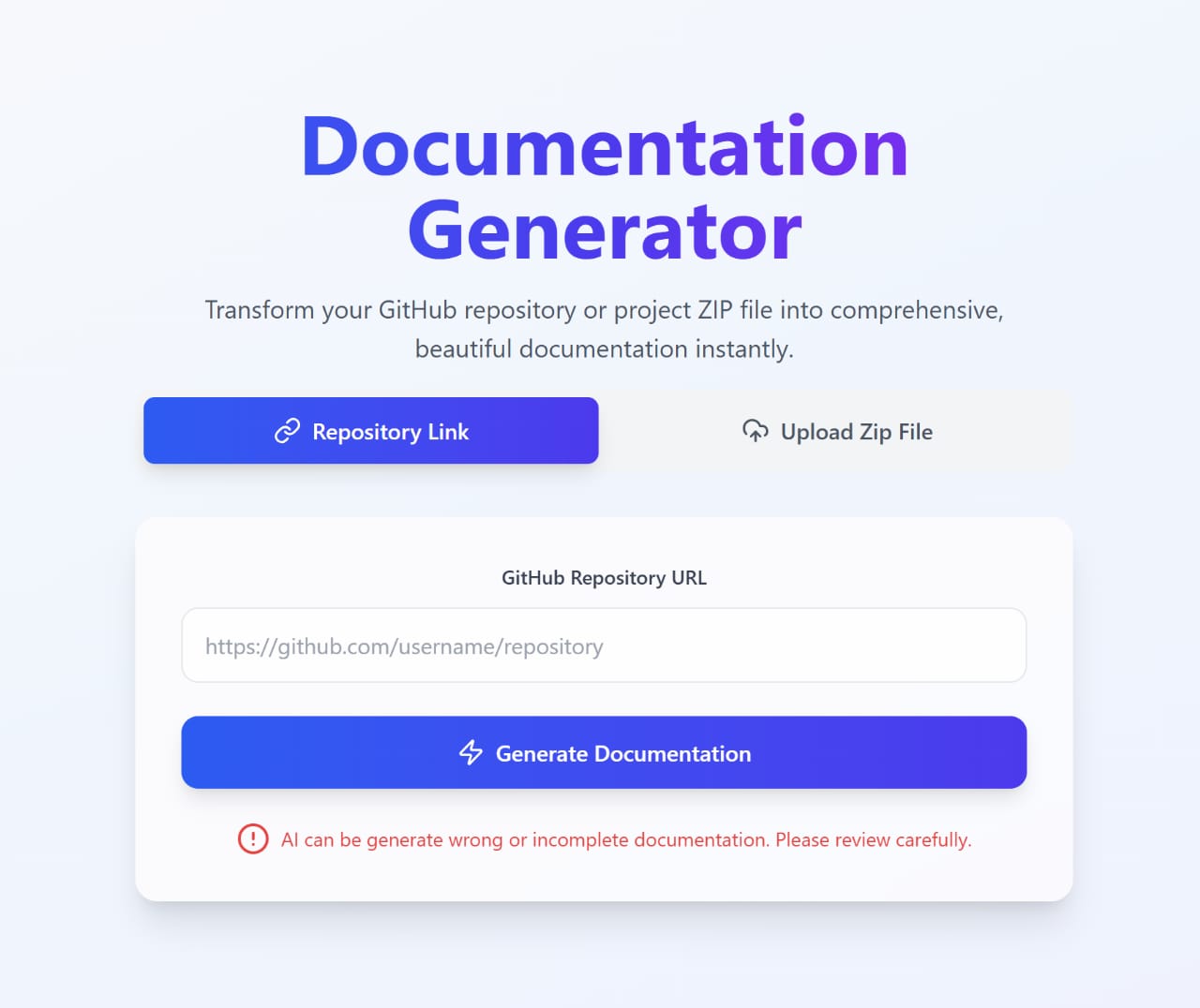 AI Powered Documentation Generator